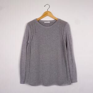 WHYCI Milano Wool Cashmere Waffle Knit Crewneck Sweater Gray 44